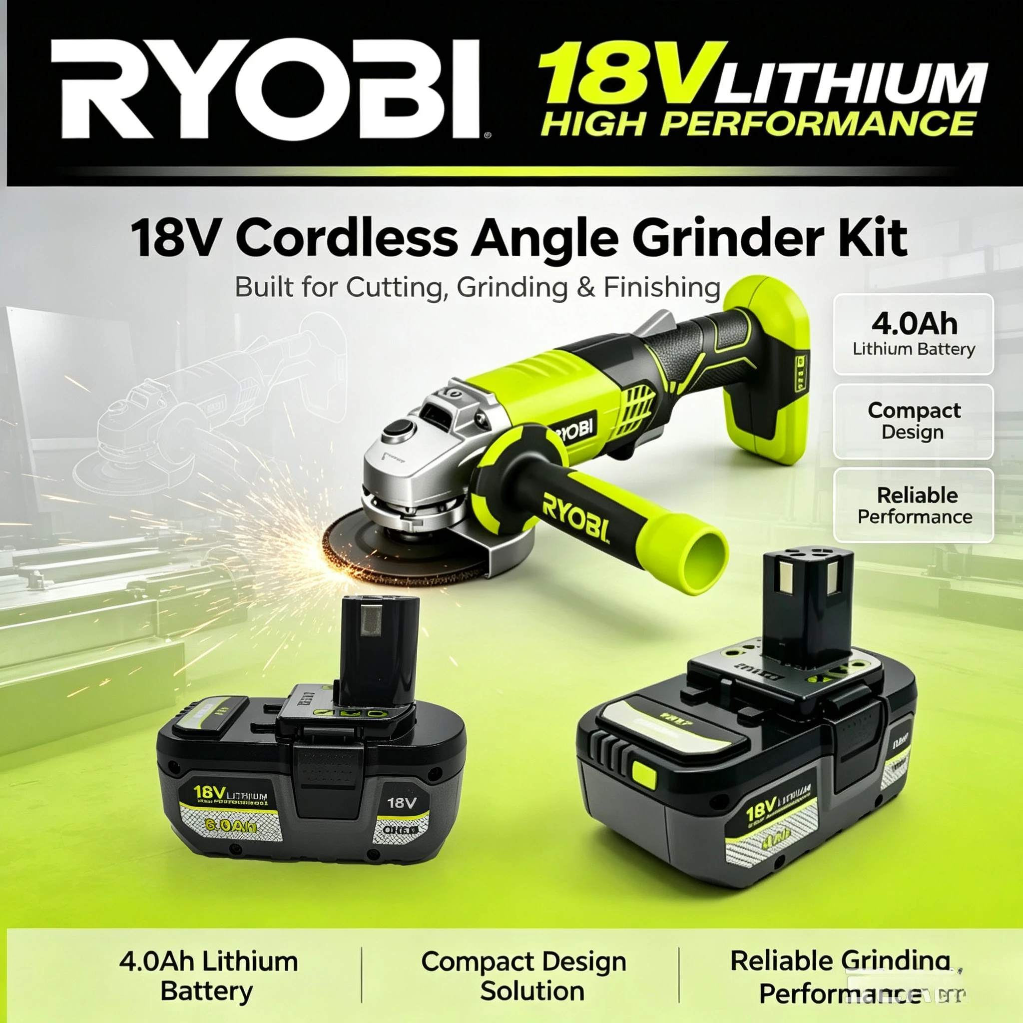 Brand New RYOBI P108 18V One+ 18 Volt Li-ion Power Tools P104 P107 RB18L50 RB18L20 P108 High Capacity Rechargeable Battery