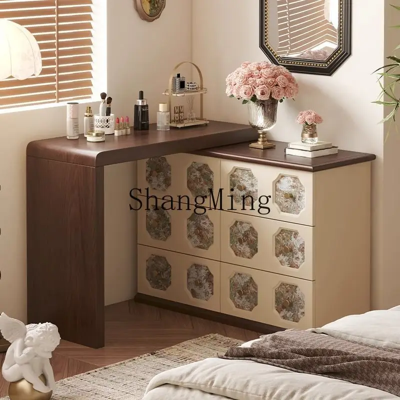 

ZYY retro solid wood bedside table household multi-drawer storage wall decorative storage cabinet