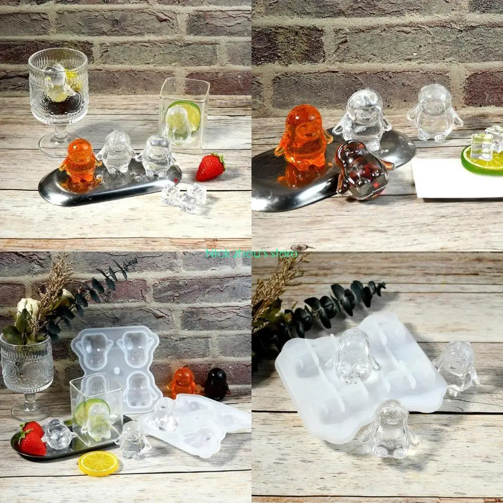 

E15E Penguins Silicone Mold Set with Protective Lid for Household Use