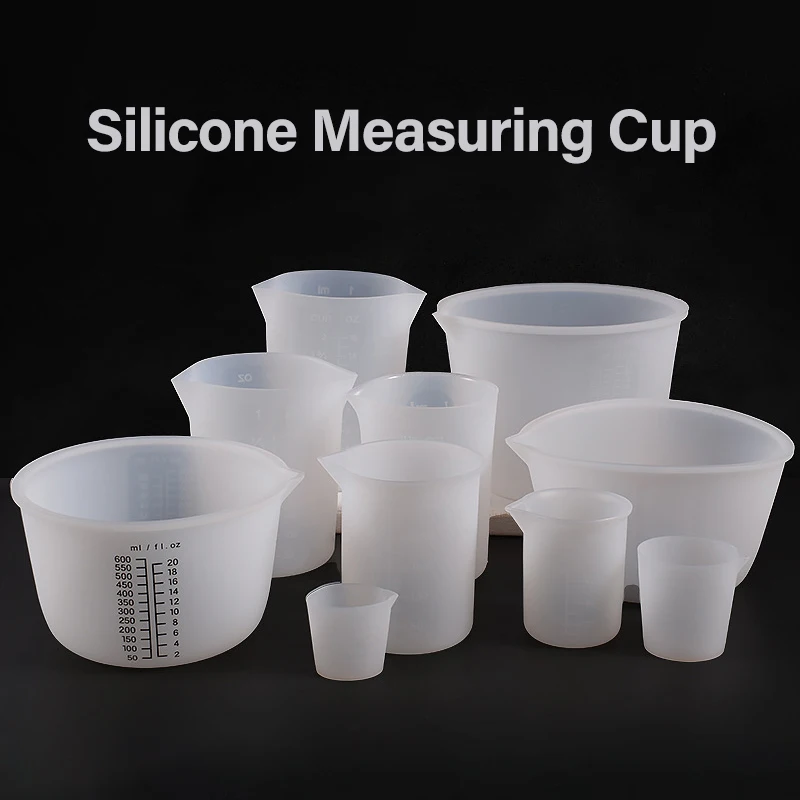 Tasse à mesurer transparente en Silicone de 30 à 1000ml, avec échelle, tasses de séparation de qualité alimentaire, bricolage de gâteaux en résine époxy, outils de fabrication de bijoux, 1 pièce