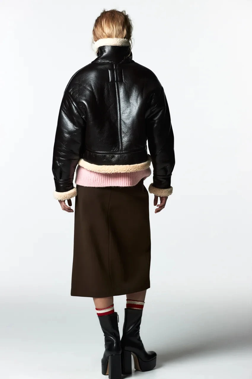 Autunno Inverno Thiened ort Pelliccia di agnello Fce Interno in pelle Jaet Pendolarismo da donna Sle Loose Fit Capispalla Fibra di poliestere