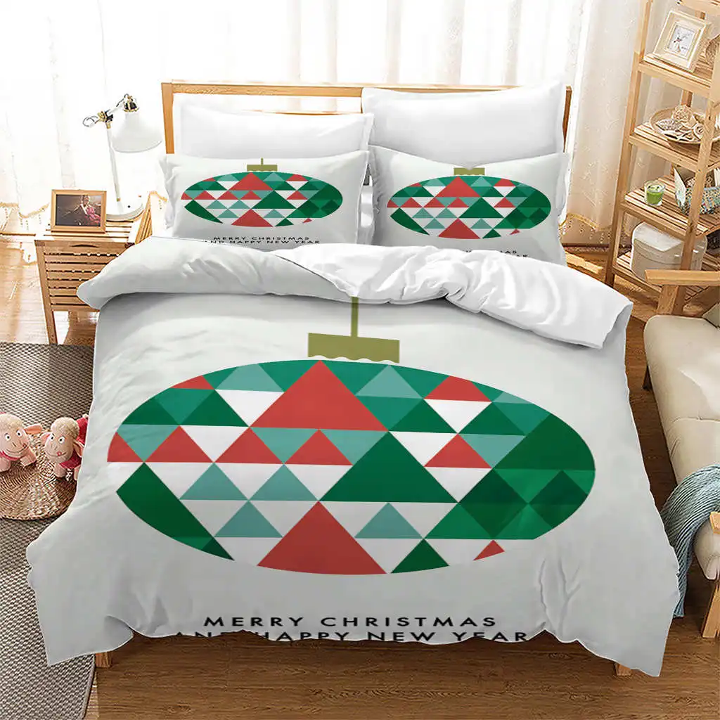 

1 Duvet Cover 1/2 Pillowcase Christmas Theme Duvet Cover Set, Christmas Tree Graphic Duvet Cover Bedding Set Includes Gift