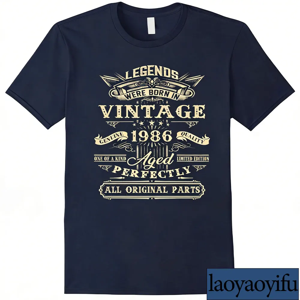 40th Birthday Gift for Legends Born 1986 40 Yrs Old Vintage T-Shirt 1986 Vintage T Shirt Graphic T Shirts Cotton Short Sleeve