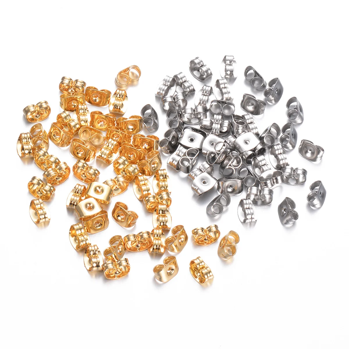 

100pcs/lot Stainless Steel Butterfly Earrings Back Stopper Studs Ear Plugging Caps For DIY Earring Jewelry Making Accessories