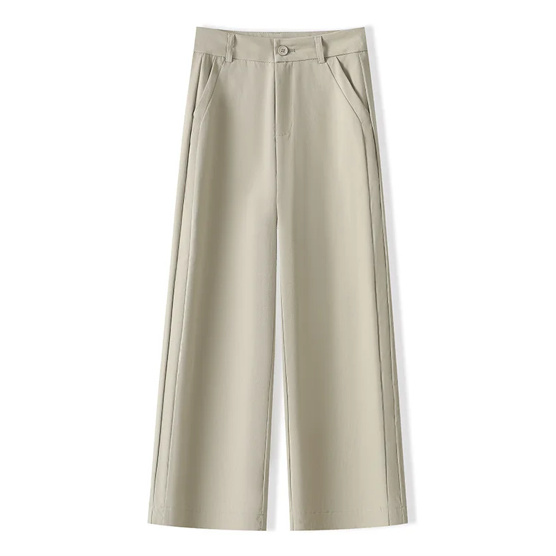 

Узкая версия из полой пряжи, широкие брюки с девятью точками, женские летние новые тонкие брюки с высокой талией, против морщин, маленькие повседневные прямые брюки