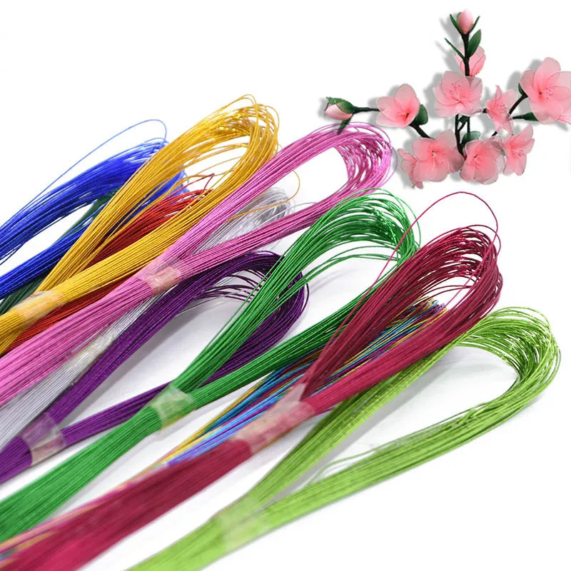 25pcs 80cm long Flower Wire Artificial Branches Twigs Iron Wire Used For DIY Nylon Stocking Flower Stem Making Accessories