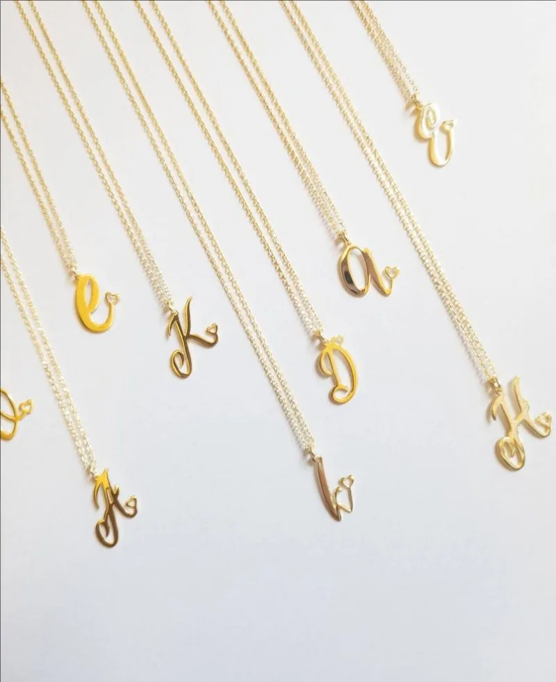 Letter Necklace 18k Gold Initial Necklace With Tiny Heart Custom Personalized Gifts For Bridesmaid Name Jewelry Handmade Gifts