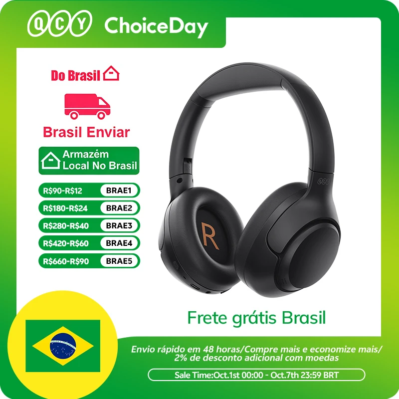 QCY-H3 ANC Auscultadores sem fios, Bluetooth 5.4, Hi-Res Audio, Over Ear Headset, híbrido Active Cancelamento de Ruído, Auscultadores, 60H, 43dB