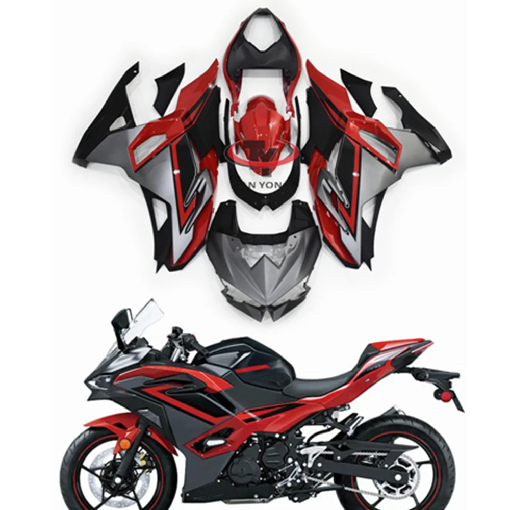 

Motorcycle For Ninja500 2024 2025 Ninja 500 Full Fairing Kit Bodywork Injection Cowling Bright Titanium Red Edition