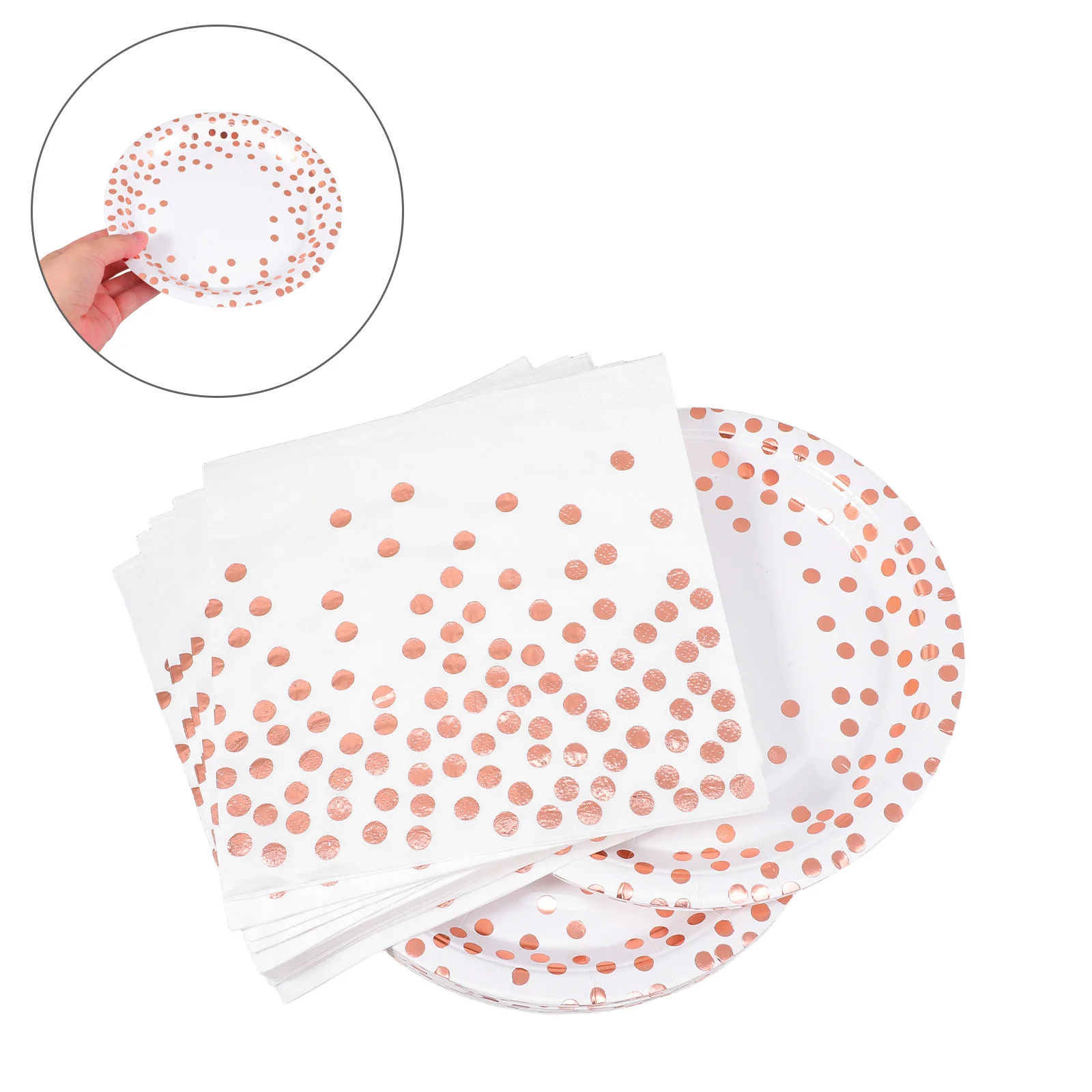 

1Set Paper Tableware Disposable Dot Plates Napkins Set Birthday Bridal Shower Party Paper Plates Stylish Functional