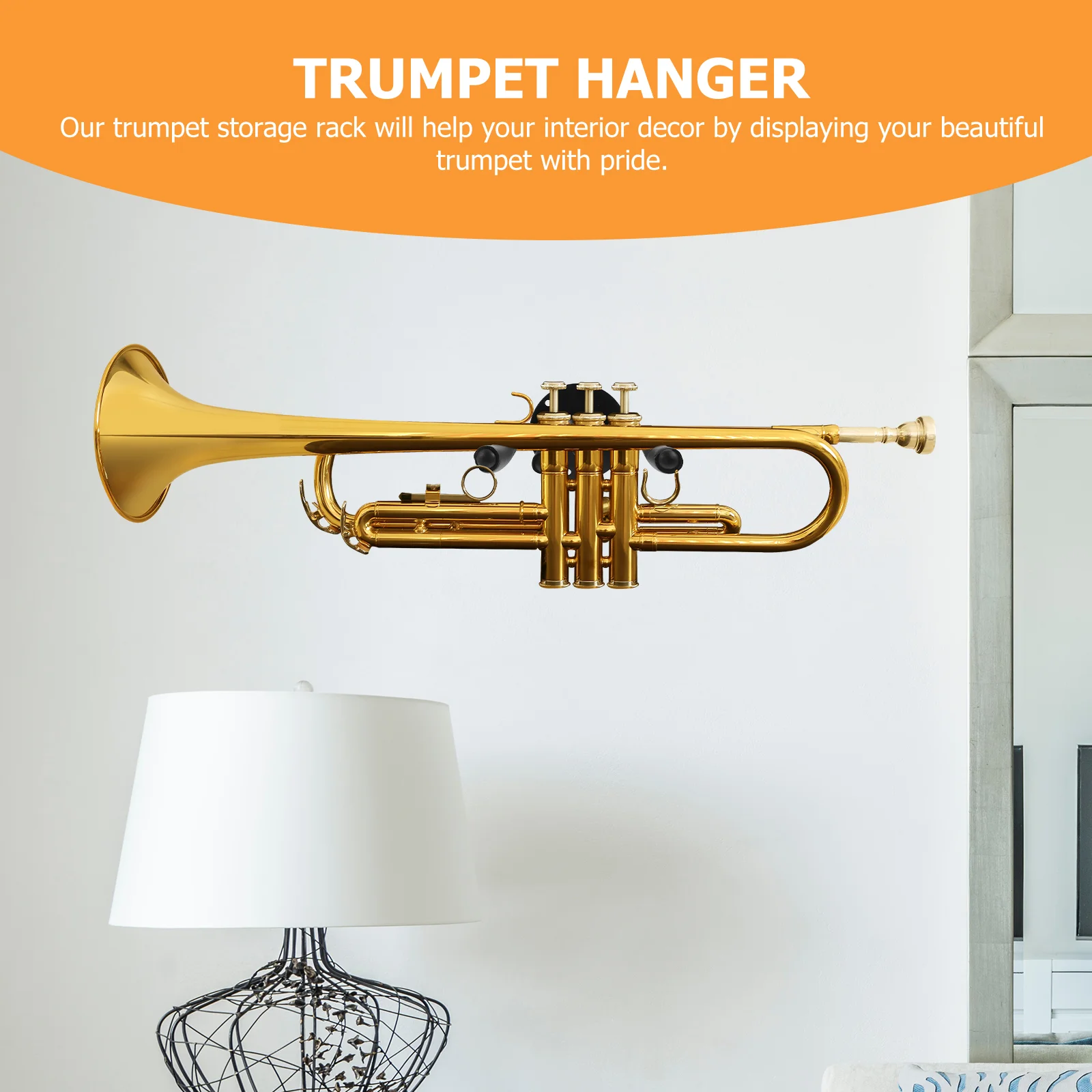 Trumpet Wall Mount Rack Black Instrument Holder for Hanging Trumpet Stand Hooks Design Space Saving 1 pcs