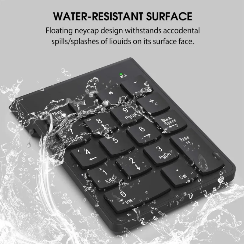 Receptor USB sem fio portátil 2.4G Mini teclado numérico 18 teclas para laptop Tablet PC teclado à prova d'água sem fio