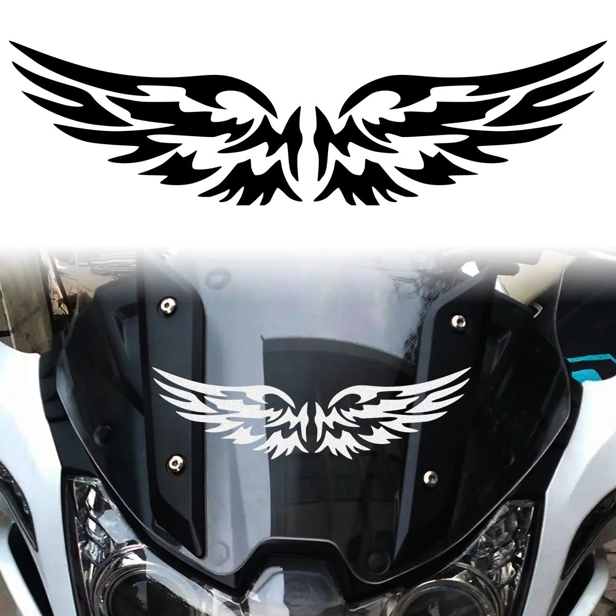 DIY Angel Wings Reflective Car Stickers Moto Helmet Motorcycle Auto Body Windshield Fuel Tank Rearview Mirror Decals Accessories