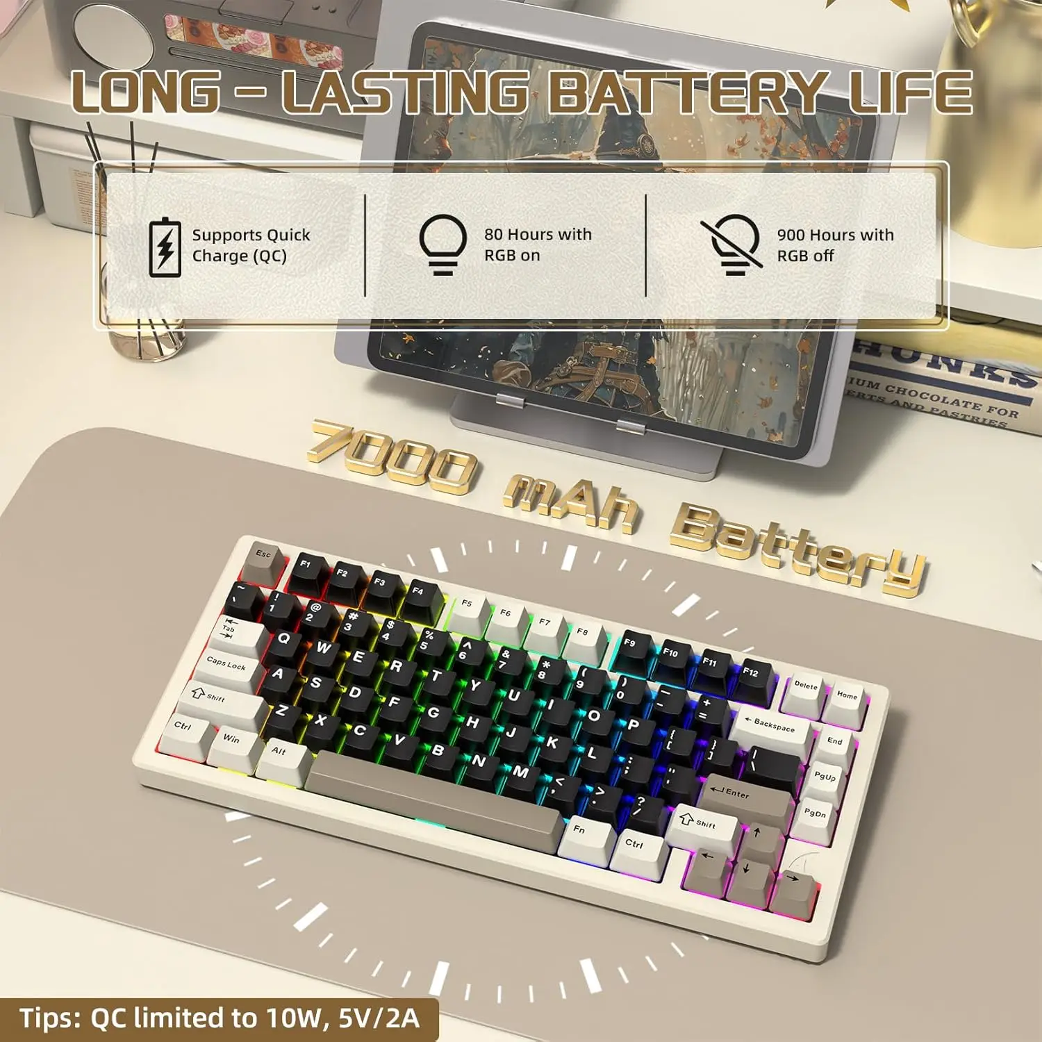 

Attack Shark X75 Aluminum CNC Wireless Mechanical Gaming Keyboard, BT/2.4G/USB-C Wired 81 Keys VIA Custom Keyboard