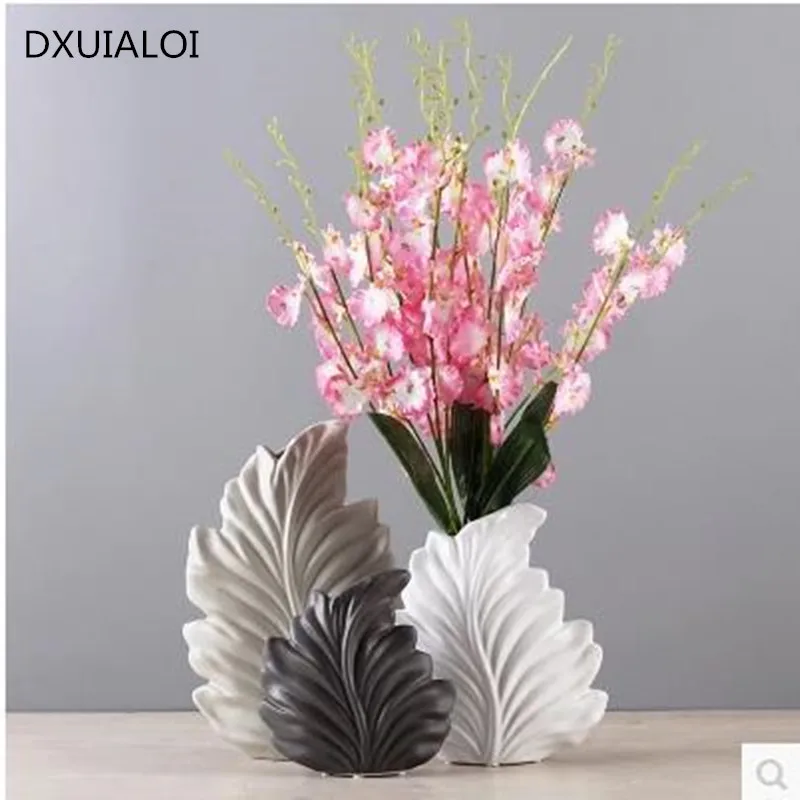 Modern simplicity Table Ornaments of living room Home decor accessories White ceramic vase office decoration flower pot DXUIALOI