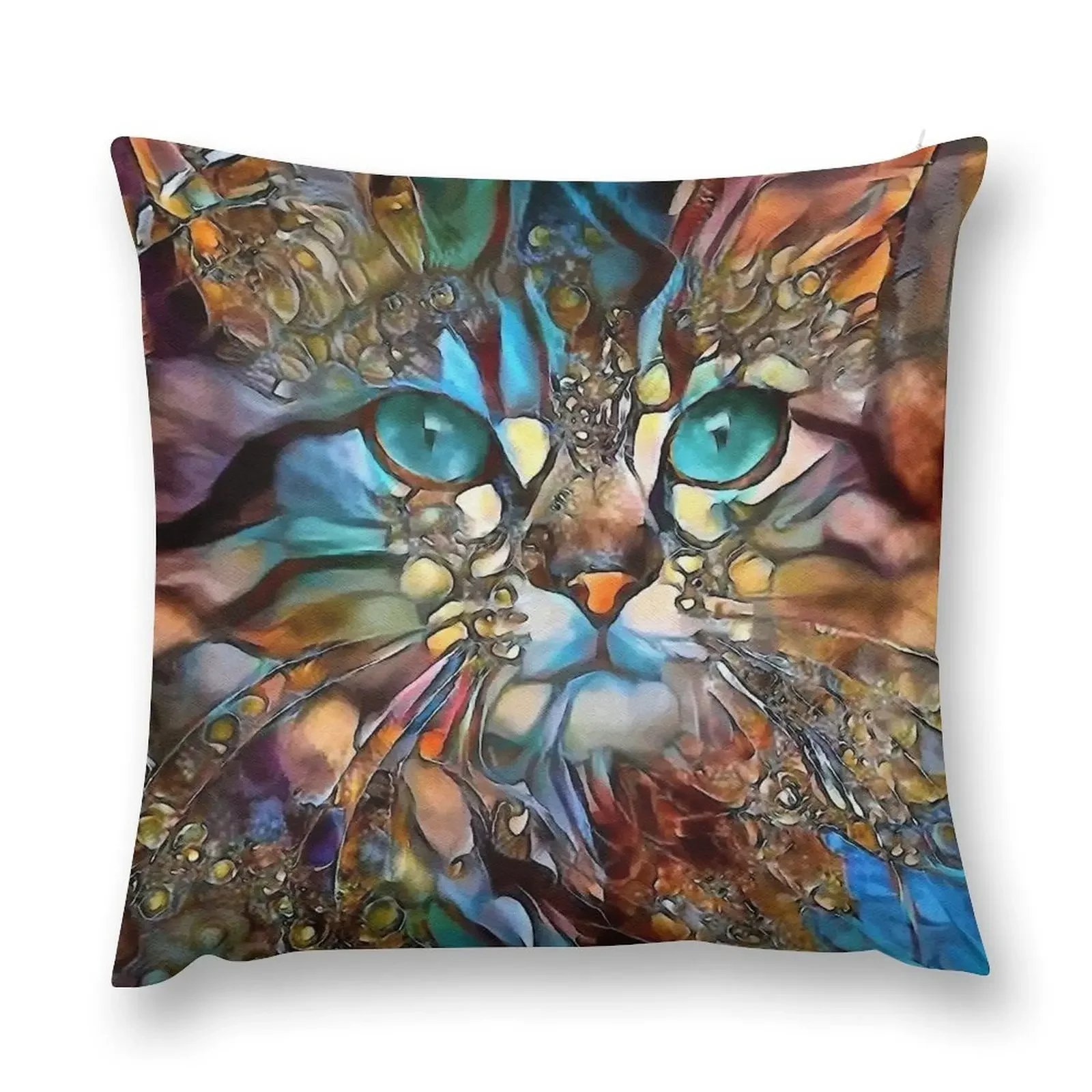 

Andyna, cat, chat, cat, lea roche paintings Throw Pillow Sofa Cover Decorative Cushion pillow