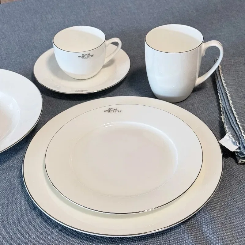 Nordic minimalist platinum bone china tableware set,hotel restaurant Western style steak plate coffee cup,home decor tableware view 2