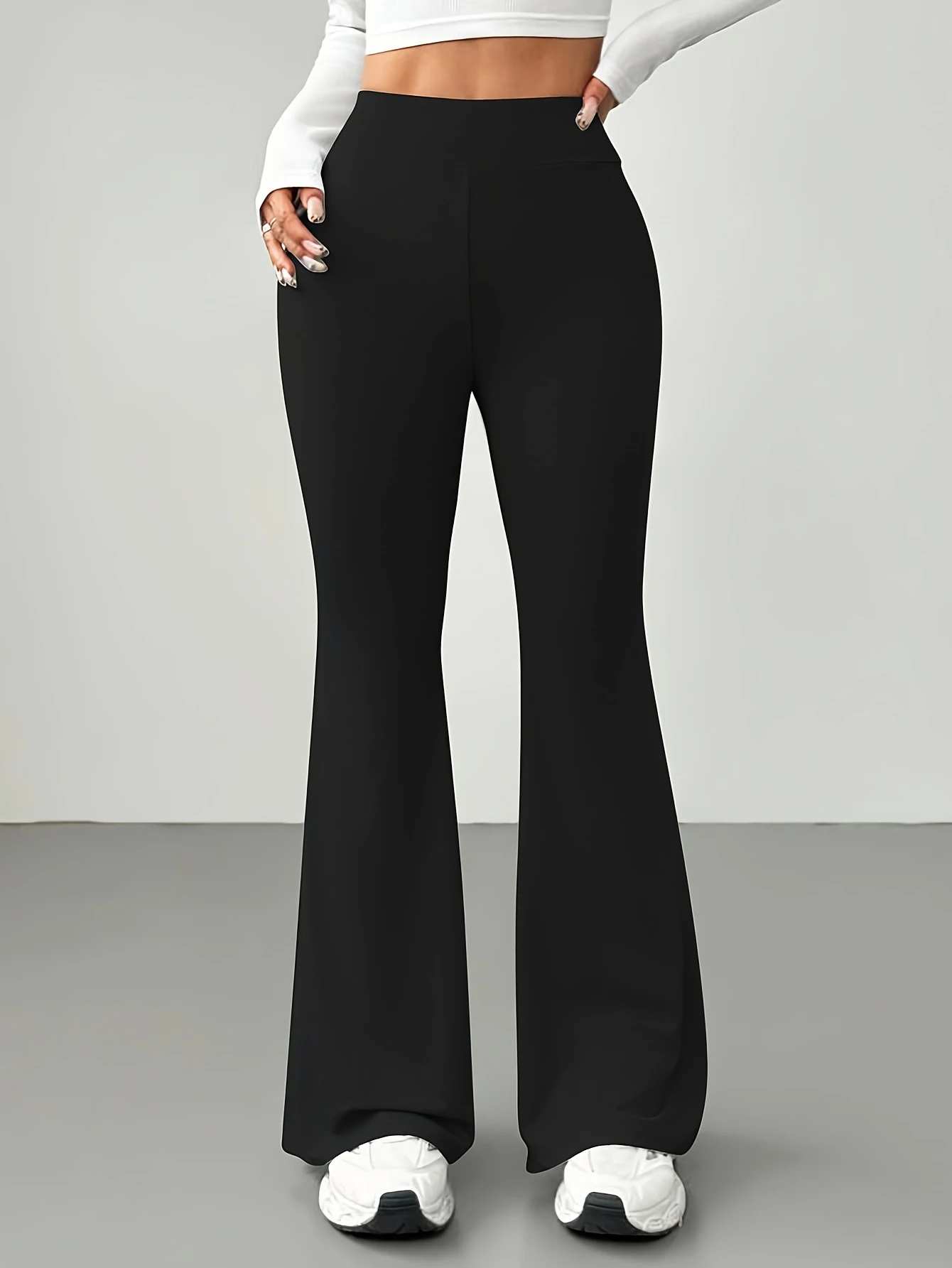 Damen 4-Wege-Stretch-Po-Lifting-Hose mit ausgestellten Beinen, dehnbare Hose mit hoher Taille für Laufen, Yoga, Radfahren, Workout, lässig, täglich