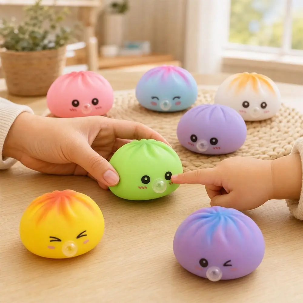 1pc Rainbow Color Dumpling Fidget Toys Soft with Steamer Decompression Squeeze Fidget Fidget Slow Resilience