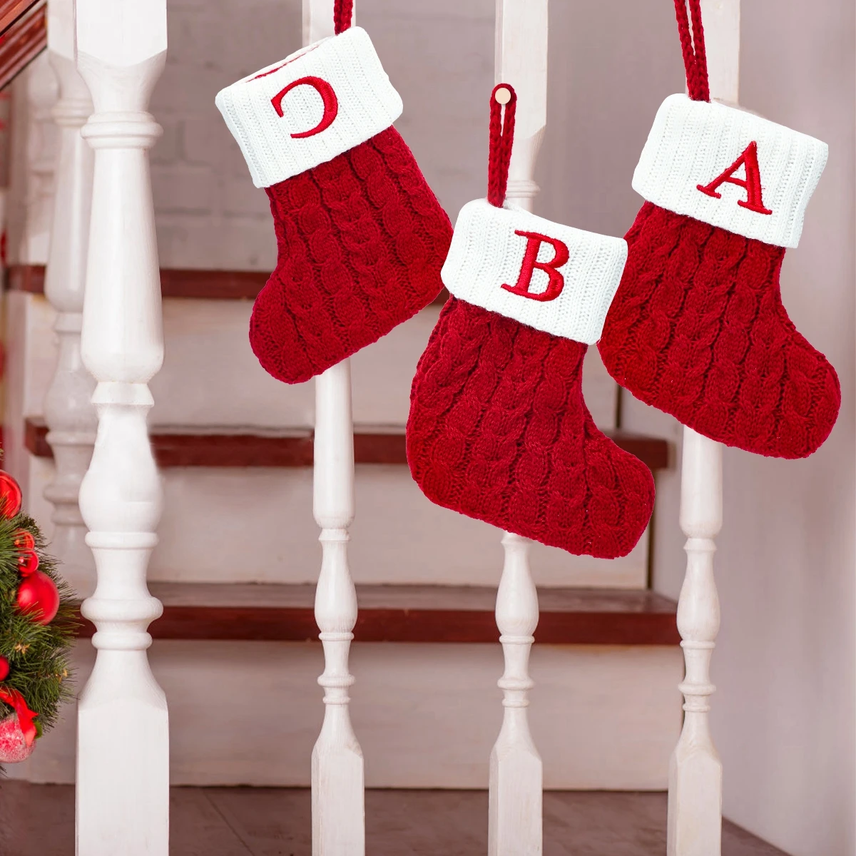 Christmas Socks Red Snowflake Alphabet Letters Merry Christmas Decorations For Home 2022 Xmas Navidad Natal Gifts New Year 2025