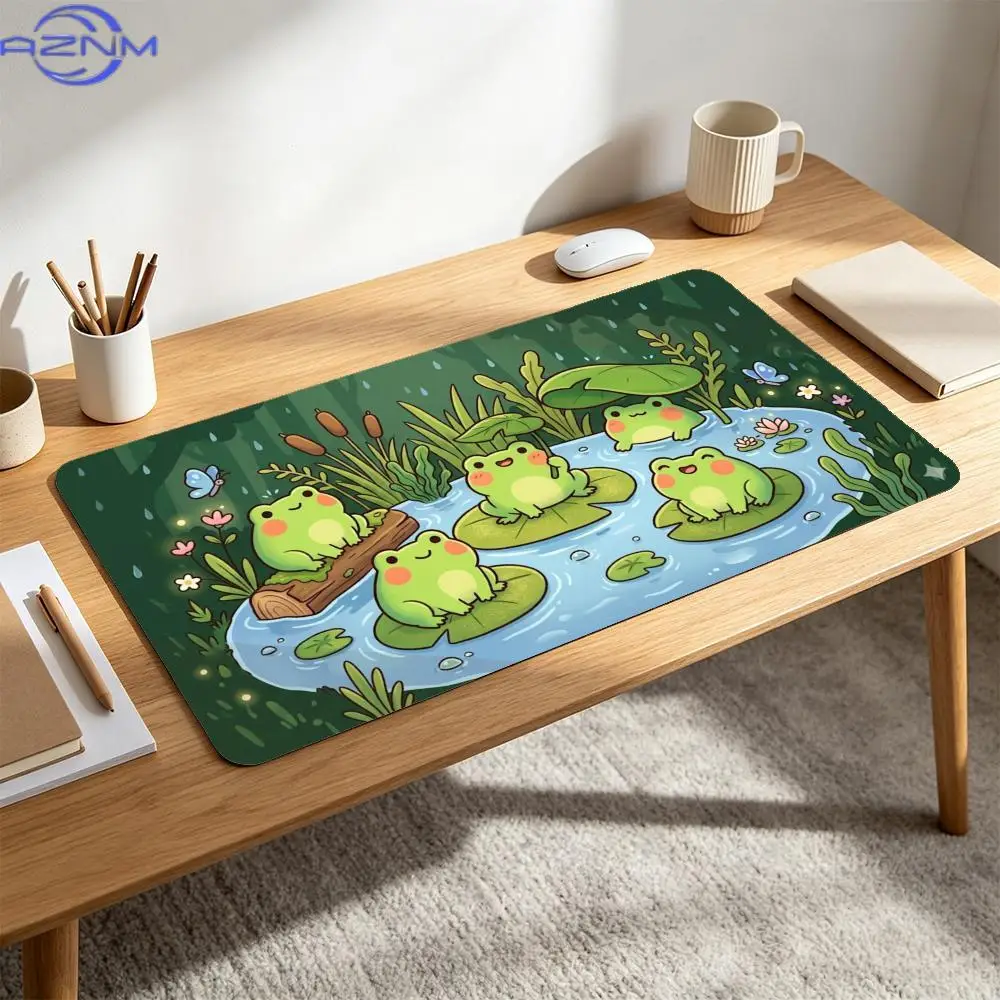 Cute Cartoon Frog Pond Mouse Pad Large Computer Office Game Table Mat XXL Rubber Non-slip Gaming Keyboard Mousepad Long DeskPads