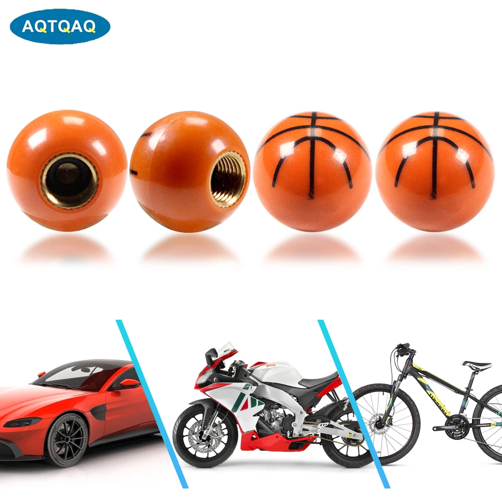 AQTQAQ 4Pcs/Set Anti Theft Car Moto Bike Wheel Tires Valves Caps Cute Ball Tyre Valve Stem Dust Caps Air Leakproof