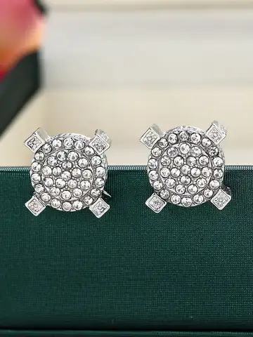 2023 New Round Circle Stud Earring Gorgeous Paved Austrian Cubic Zirconia Ear Studs Women Men Jewelry
