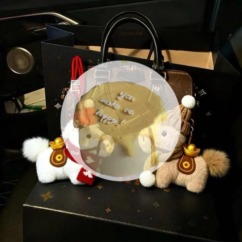 Llavero de Peluche con Forma de Caballo, Bonito y Adorable, para Mujer, Regalo Festivo para Navidad, San Valentín, Diseño de Bufanda y Gorro de Punto de Invierno