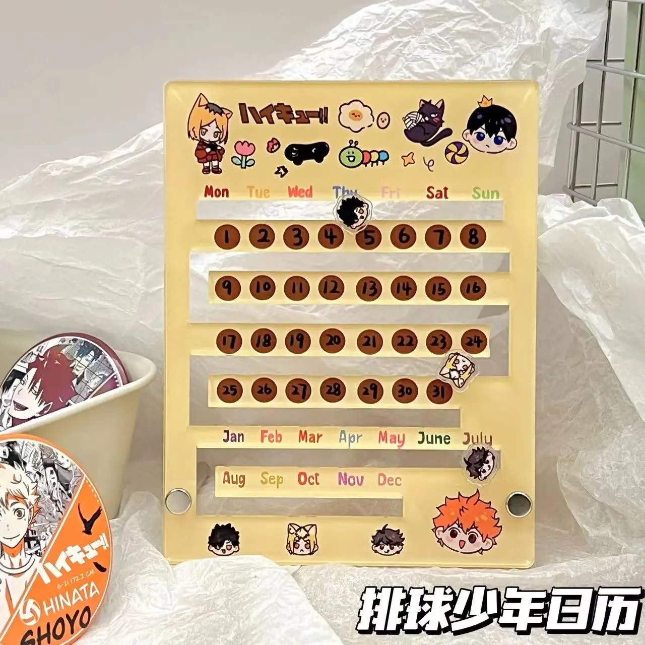 Anime Haikyuu!! Shoyo Hinata Cosplay Acrylic calendar Cartoon slippable menology kalendar permanent  Hallowmas Gift