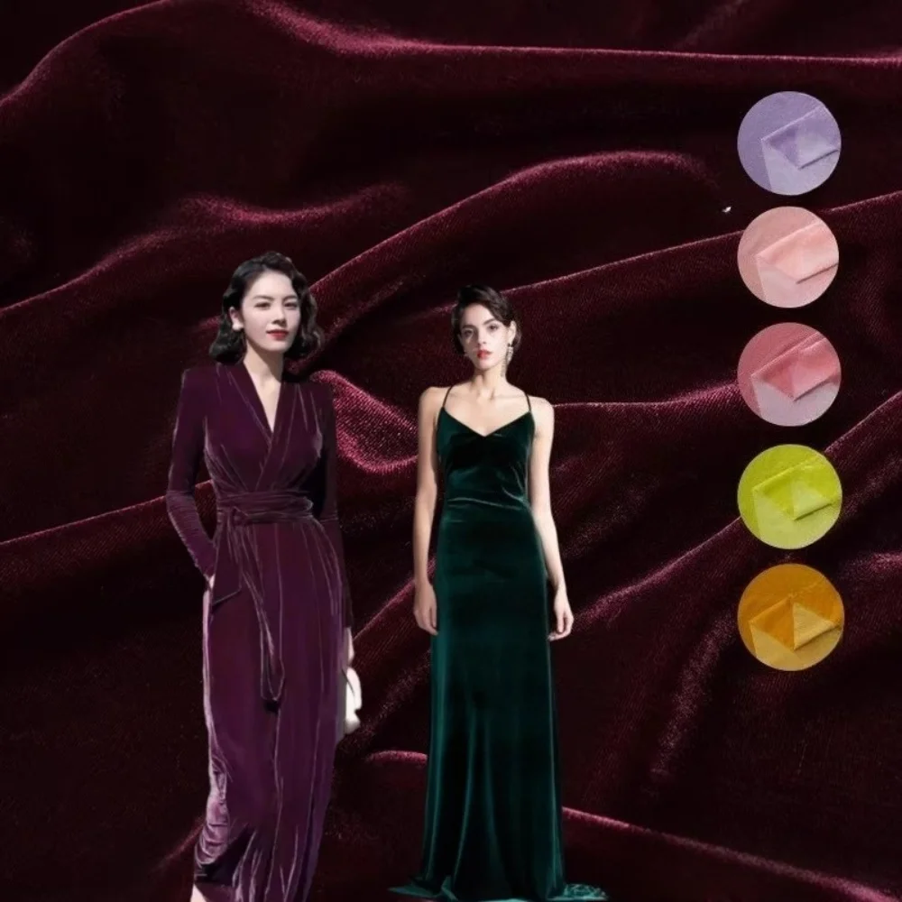 Simulated Silk Gold Velvet Fabric for High-density Woven Non Elastic Dress Fabrics By The Meter Diy Sewing Material Cloth