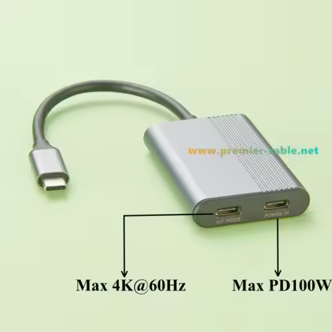 AR Smart Glasses USB C Hub, 2-Port USB-C Hub with DP Alt Mode Video Output 4K@60Hz, 100W PD Fast Charging for Switch, Steam Deck