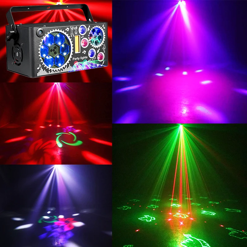 7 في 1 RGBW Disco Party Light DMX Sound المنشط + ستروب جوبو |   استخدام معدني داخلي |   مثالية لحدث نادي الهذيان لديكور عيد الميلاد