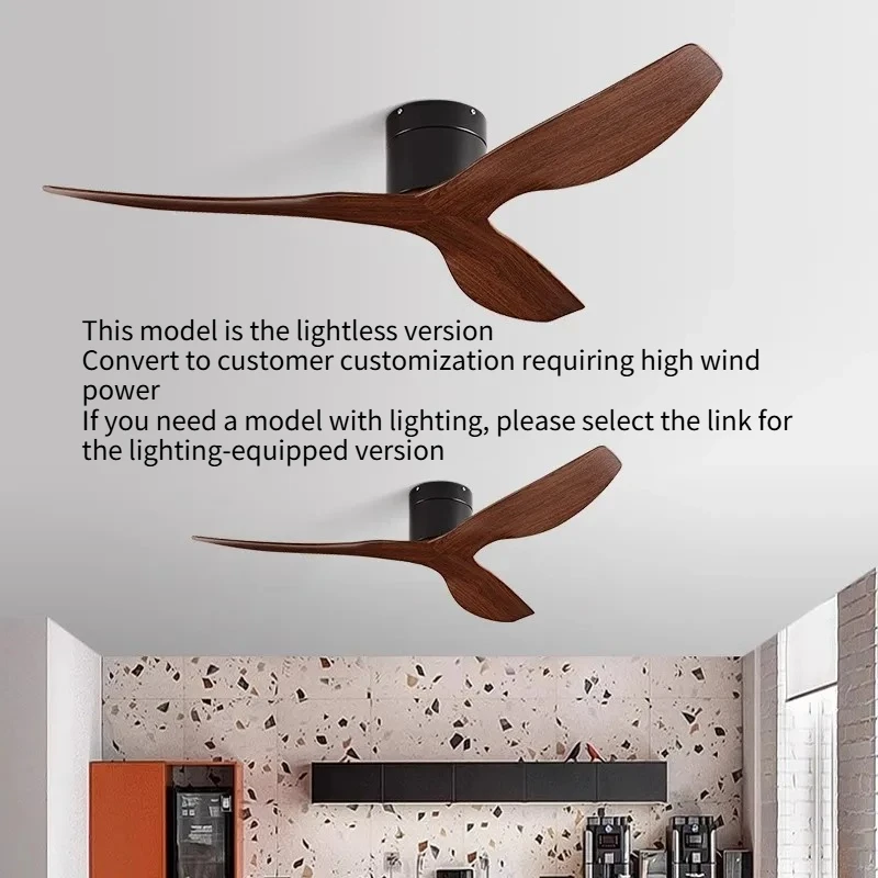 Restaurant Ceiling Fan Lamp White Three Leaf Suspended Ceiling Electric Fan Parlor Variable Frequency Ceiling Fan LED Lighting
