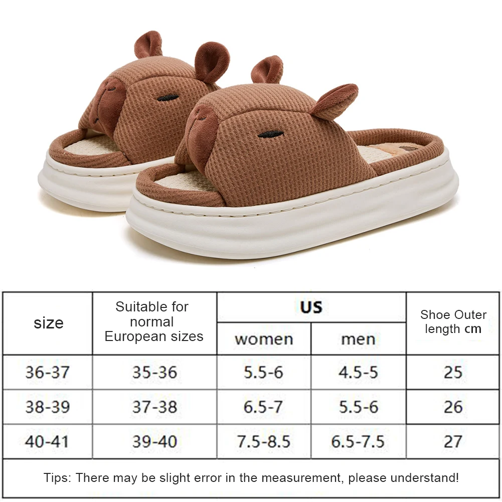 Capivara chinelos de dedo aberto antiderrapante bonito animal deslizamento-em chinelos confortáveis dos desenhos animados capivara slides para 4 temporada chinelos