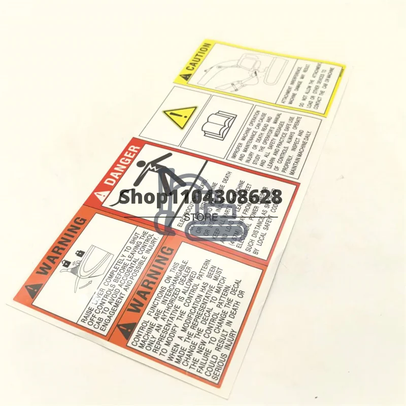 KHP12142,Glass Sticker DECAL for Excavator CX130B, CX290B, CX350B, CX210B, CX470B Warning, Danger, Caution