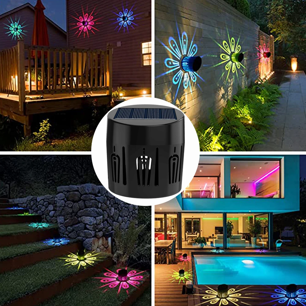 8~12 Hours Working Time LED Solar Fence Light ABS Low Wattage RGB Garden Lighting Fence with Shadow for Holiday Decoall, Fence