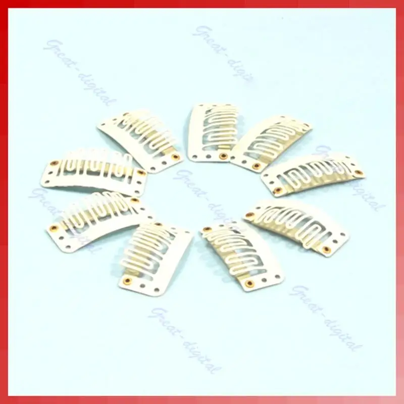 U0DE 10X Blonde Clip For Hair Extension weft Clip32mm