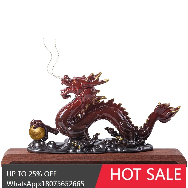 MJY Ceramic Dragon Ornament Green Dragon Home Desktop Office Gift Wealth Decoration