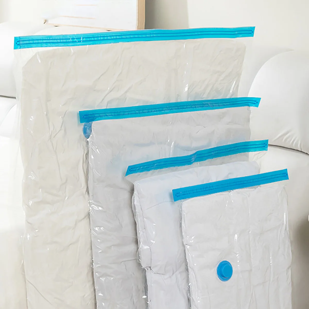 Vakuum-Aufbewahrungsbeutel für Kleidung, Bettdecken, Decken, Bettwäsche, Heimverpackungs-Organizer, ohne Pumpe