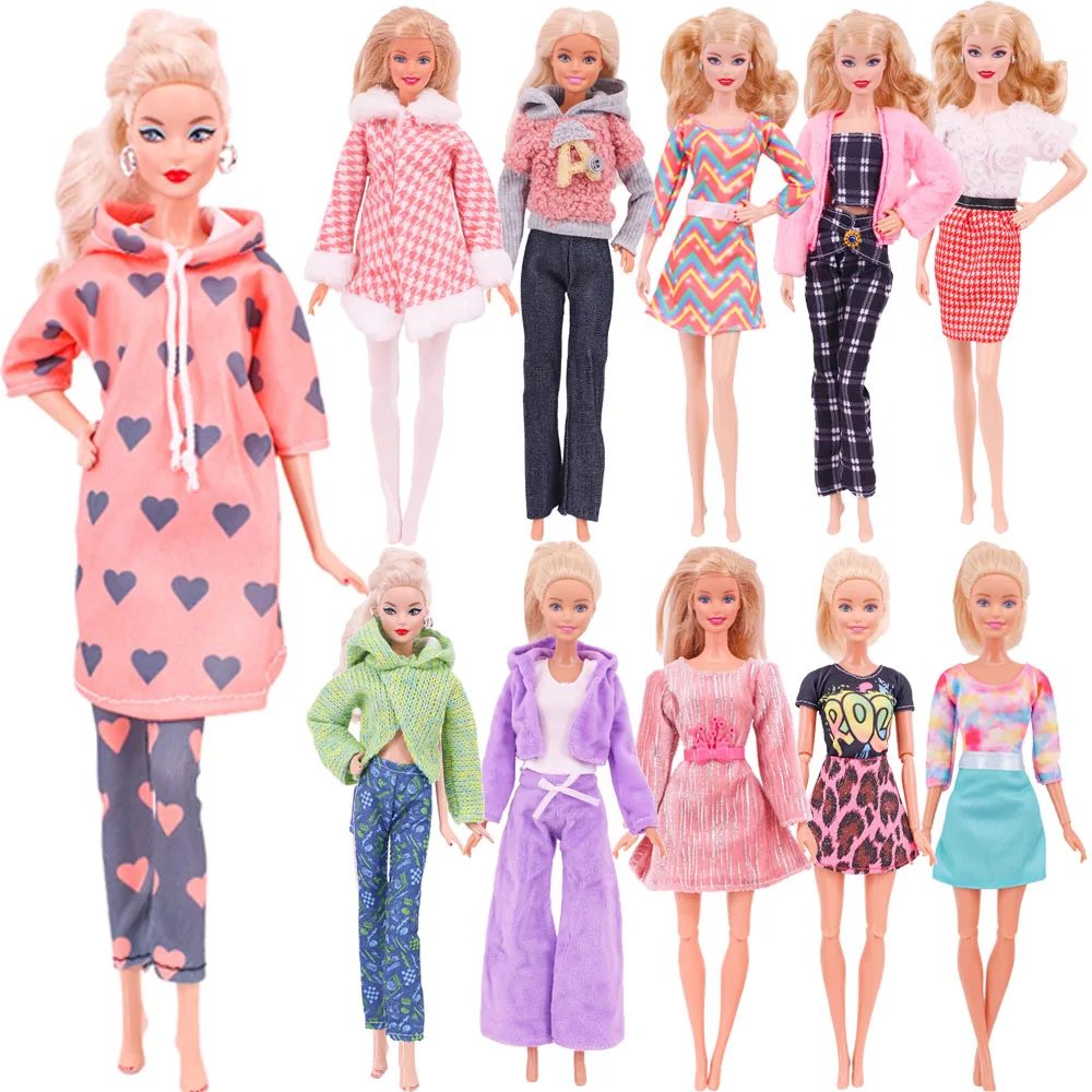 Fashion Doll Clothes Set For 11.8inch Doll Daily Casual Pop Dress For Barbiees&BJD Doll Clothing Accessories Girl's Toys Gift