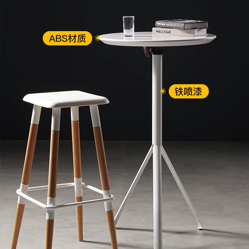 Round bar table Cafe bar small round table Industrial style wrought iron retro high table