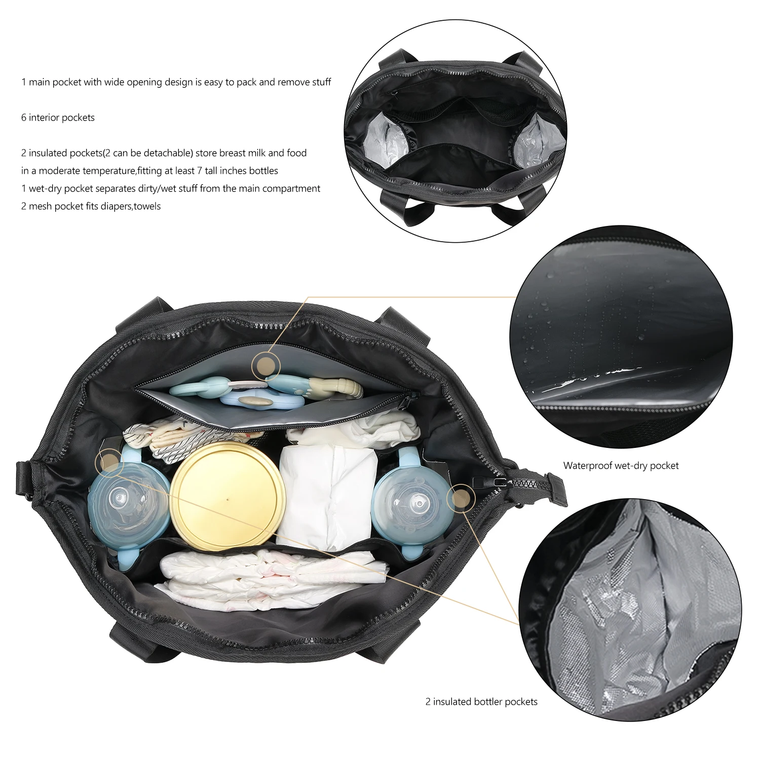 حقيبة الأم المحمولة باليد ، حقيبة الكتف الواحدة ، لوازم سفر الطفل ، حقيبة تخزين مقاومة للماء