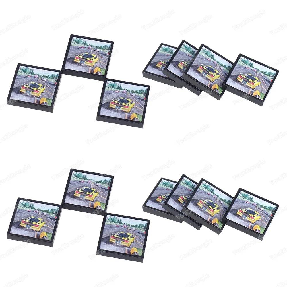 Bloc de construction de course électronique à motif imprimé, 2x2 carreaux, 3068 pièces de base, figurines MOC, jeu de scène de course, modèle cadeau, jouets