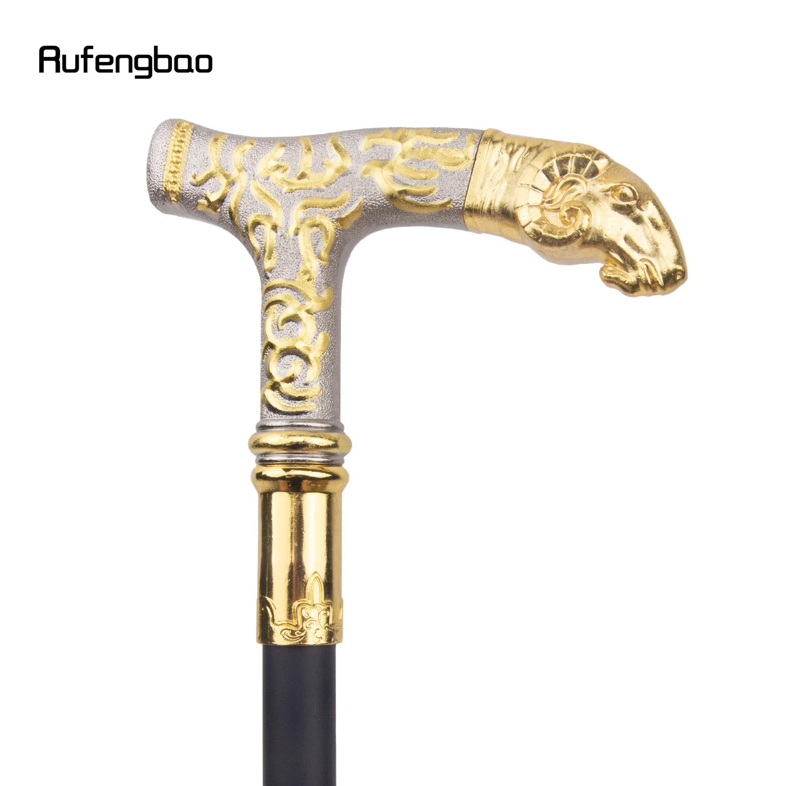 Golden White Goat Fashion Walking Stick Handle Cane Decorative Cane For Halloween For Cosplay And Parties, For Cosplay & Party