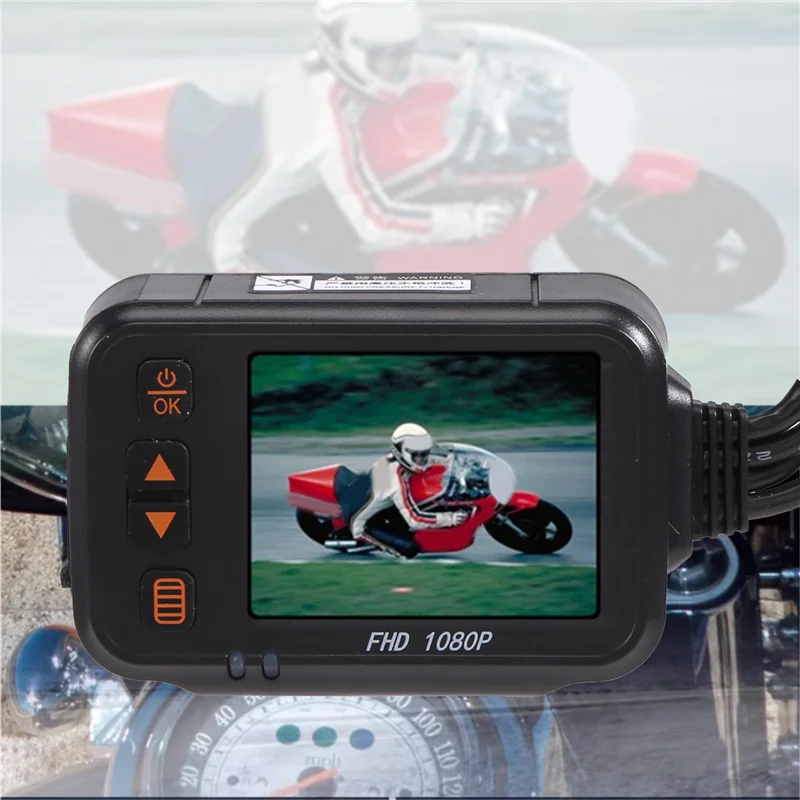 

Motorcycle Camera Dash Cam, 2Inch IPS Screen 1080P+720P Dual AHD Bike Dashcam G-Sensor Parking Mode Driving Recorder Black