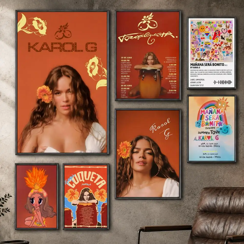 Music KAROL G Reggaeton Latin Singer Poster  PP Self Adhesive Home Garage Dorm Bar Wall Decor Aesthetic Retro Gift
