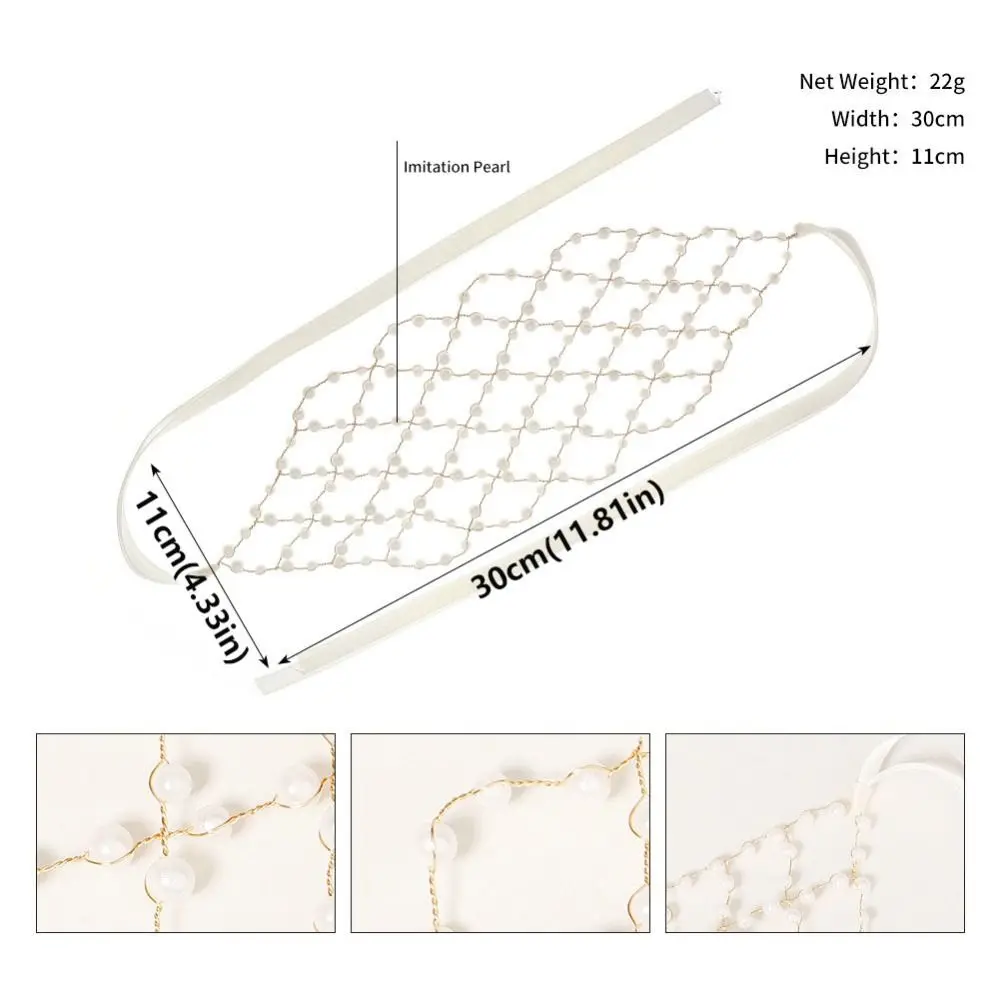 Bar Mitzvah Crown Rhinestone Hair Band Net Shape Rhinestone Pearl Princess Hair Band Korean Style Hair Hoop Bride Tiaras