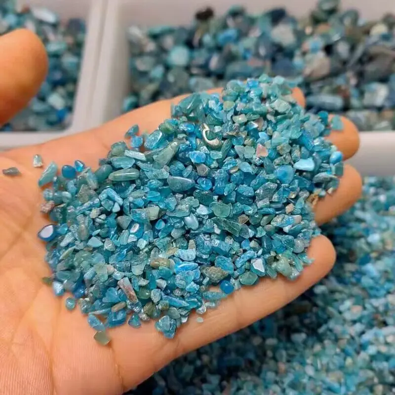 Natural Blue Apatite Crushed Crystal Tumbled Chips Aquarium Vase Filler Home Decorative Stones Plants Succulents Jewelry Making