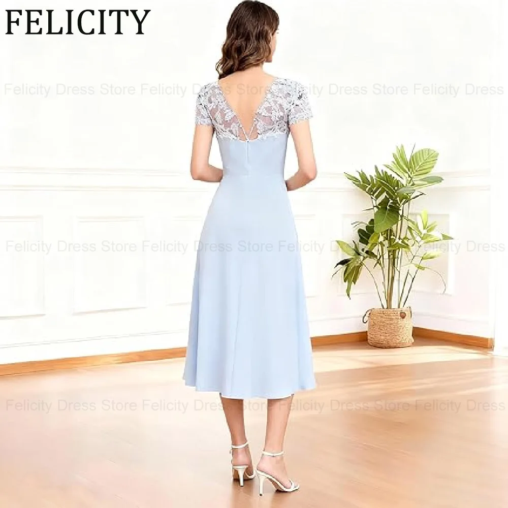 FELICITY Customized Short Elegant Mother of the Bride Dress 2026 Applique A-Line Pleated Wedding Guest Dress Party Evening Gowns