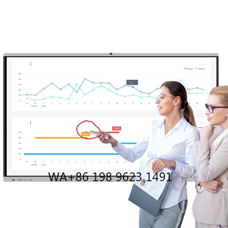 

55 65 75 86 98 100 Inch 4K Dual OS Interactive Smart Whiteboard USB Touch Screen Digital Display for Meeting Teaching Conference